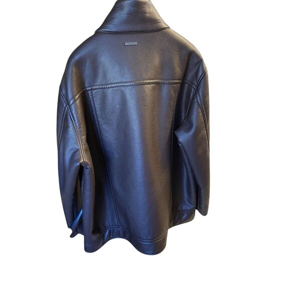 Guess Los Angeles Brown Faux Leather Jacket Size 3XLT Full Zip CB01 U - Picture 2 of 3